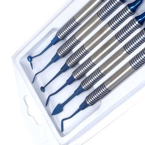 Kit de 6 instruments à double extrémité pour obturation de composites dentaires, avec revêtement en titane bleu réparateur, vente en gros - Product Image 6