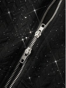 Sweat à capuche zippé de luxe en molleton coton/polyester, délavé à l'acide, avec impression numérique hivernale, strass brodés, logo personnalisé, écologique - Product Image 6