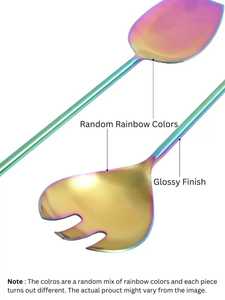 Juego de cubiertos de acero inoxidable espejado, apto para lavavajillas, ensalada, cuchara para servir, juego de cubiertos - Product Image 2