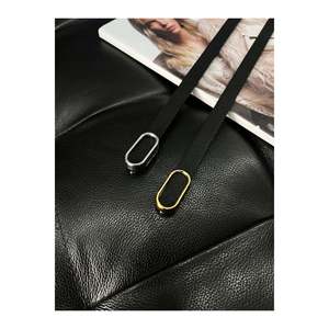2-Piece Imported Thin <b>Belt</b> with <b>Buckle</b>, Trouser <b>Belt</b>, Shirt <b>Belt</b>, Jacket <b>Belt</b> - Black - Gold & <b>Silver</b> - Product Image 3