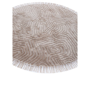 Cera Ivory Hand Tufted Wool & Viscose <b>Rug</b> Geometric Pattern TAQ-4404 for Home Use - Product Image 2