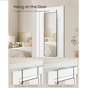 Miroir suspendu rectangle et arqué pleine longueur cadre en aluminium noir fixé au mur et suspendu pour cadeau d'occasion de chambre à coucher - Product Image 3