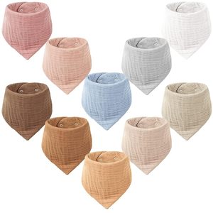Bavoirs en mousseline bio unisexe 100% coton, bandana absorbant bave et de dentition à 6 couches pour garçons et filles - Product Image 1