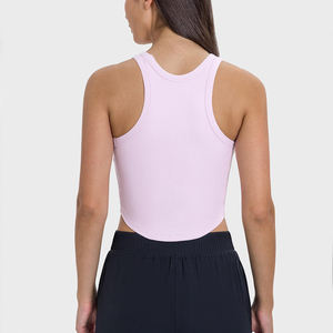 Camisetas sin mangas de algodón sin mangas de bambú para mujer de fábrica personalizadas, camisetas acanaladas con cuello redondo para verano, camisetas sin mangas con diseños básicos - Product Image 2