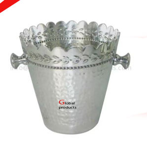 Enfriador de vino con acabado plateado de acero inoxidable de metal Cubo de bebidas de hielo de tamaño largo para restaurante y bar de hotel - Product Image 3