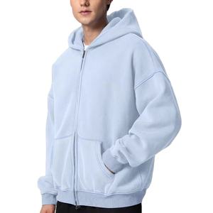 Sudadera con Capucha y Cremallera de Manga Larga para Hombre, Nueva Colección de Invierno, Personalizada, de Alta Calidad, 100% Algodón, Transpirable, Lisa, Teñida, a la Moda - Product Image 3
