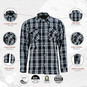 Chemise en flanelle renforcée coupe-vent pour l'hiver, pour motards, avec design unisexe et protection - Product Image 3