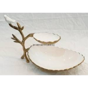 Bol en métal de forme ronde à texture unique plaqué or avec base de créateur fantaisie d'un fournisseur indien - Product Image 5