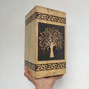 Decorative Urns Wooden Urn <b>Ashes</b> Storage <b>Box</b> Tree Engraving Design Large Personalized Cremation <b>for</b> <b>Ashes</b> Handcrafted Mango Wood - Product Image 2