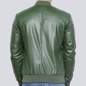 Chaqueta de Cuero para Hombre al por Mayor, Chaqueta de Motociclista Casual y Elegante con Logotipo Frontal en Tela de Lona - Product Image 4