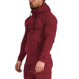 Sweat à capuche slim fit en polaire pour homme, uni, brodé, manches régulières, pour la salle de sport, la musculation, les séances d'entraînement - Product Image 6
