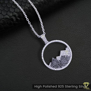 Pendentif Mountain Range en argent sterling 925 avec breloque VVS Moissanite Iced Out Nature pour alpinistes randonneurs unisexe - Product Image 4