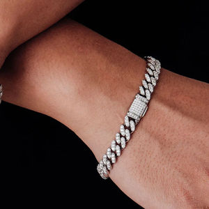Lujo moissanite diamante Cuban Link Pulseras Bling Diamond Jewelry Wide Miami Cuban Link Hip Hop Pulsera - Product Image 2