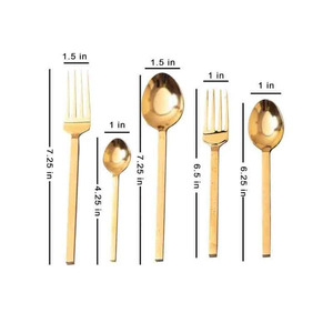 Juego de cubiertos Elegance Gold en acero inoxidable "" Juego de cubiertos de acero inoxidable duradero Cubiertos para uso diario - Product Image 4