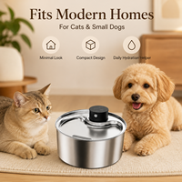 Fontaine à eau automatique pour animaux de compagnie, bassin rond en acier inoxydable, niveau visible, pompe silencieuse pour distributeur d'eau pour chats et chiens