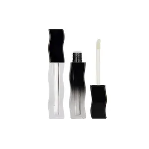 Sample available about 1.6ml capacity unique liquid lipstick container OEM/ODM custom ripple shape lipgloss tube with soft brush