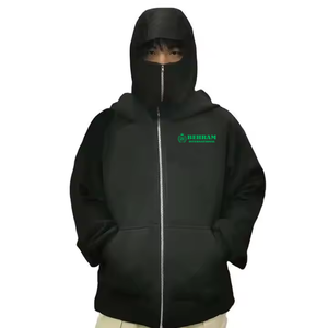 เสื้อฮู้ดดี้ทรงหลวมคุณภาพสูง วินเทจ ซิปหน้า ผ้าเฟรนช์เทอร์รี่ 450GSM ดีไซน์แบบบาลาคลาวา ผ้าฝ้าย 100% ระบายอากาศได้ดี แห้งเร็ว ใส่ได้ทั้งชายและหญิง - Product Image 2