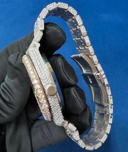 Reloj de pulsera de moda hip hop con diamantes de moissanita y acero inoxidable para hombre, disponible para suministro al por mayor, exportador indio. - Product Image 2