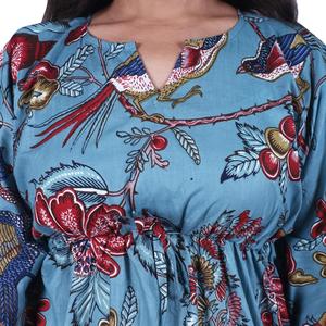 Diseño de moda Elegante Boho V Cuello Floral Vestidos largos Mujeres Kaftan Maxi Casual Señoras Ropa de dormir Camisón a precio al por mayor OEM - Product Image 4