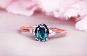 แหวนแซฟไฟร์สีเขียวหัวเป็ดสำหรับวันครบรอบแต่งงานแบบ925เงินสเตอร์ลิง14K ชุบทองของขวัญการหมั้นงานแต่งงาน - Product Image 3