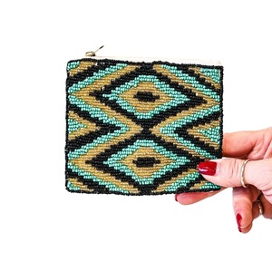Custom made beaded embroidery coin <b>pouch</b> with unique seed beads artwork Glass Seed Beaded Embroidered Coin Purse Luxury Design - Product Image 6