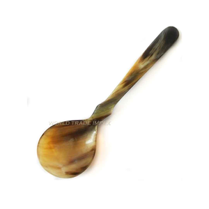 Cuillère en corne de buffle et de boeuf authentique avec motifs et couleurs naturels Cuillère à café de cuisine de style indien Couverts Cadeaux - Product Image 5