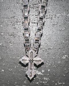 3D nube forma Cruz diseño Iced Baguette diamante colgante collar cadena para hombres y mujeres religioso Hip Hop joyería regalo para él - Product Image 3