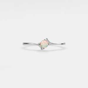 Natural <b>Opal</b> Stacking Ring 925 Sterling Silver 14K Gold Plated Dainty Round <b>Opal</b> Thin Friendship Jewelry Gift - Product Image 5
