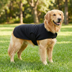 Abrigo para Perro Negro Liso, Plegable, Ligero y Ajustable, Chaqueta Cómoda para Mascotas para Caminatas Diarias, Protección Duradera contra el Frío - Product Image 1