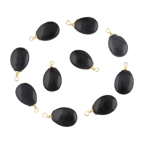 Ainty-conector de envoltura de alambre de ónix negro chapado en oro de latón, conectores de fabricación DIY de bucle único - Product Image 1