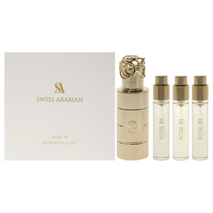Per Swiss rabian Rose 01 Trio pacchetto Unisex Set di profumo 3X1 oz EDP Spray con astuccio da viaggio profumo aromatico rosa - Product Image 1