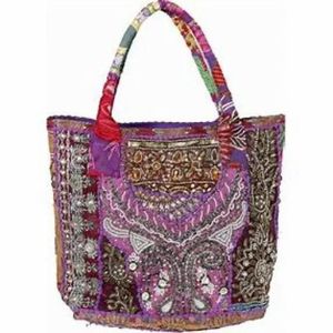 Women's Heavy Embroidered Tote Bag Eco-Friendly Canvas <b>Handbag</b> with Zipper Closure and Cotton Lining - Product Image 1