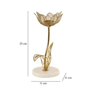 เชิงเทียนรูปดอกบัวสุดหรู ดีไซน์โดดเด่น พร้อมโครงเหล็กสีทอง ฐานเหล็กสีขาว เป็นมิตรกับสิ่งแวดล้อม เหมาะสำหรับตกแต่งบ้านในช่วงคริสต์มาส - Product Image 5