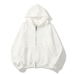 Sudadera con capucha de gran tamaño con cremallera completa térmica de algodón 100% personalizada, con hombros caídos y peso pesado para invierno, impresión Digital sólida - Product Image 3