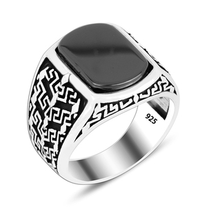 Trendy Beelo Silver Onyx Luxury Men's 925 Silver Ethnic <b>Ring</b> New Art Design Vintage Wholesale Jewelry - Product Image 3