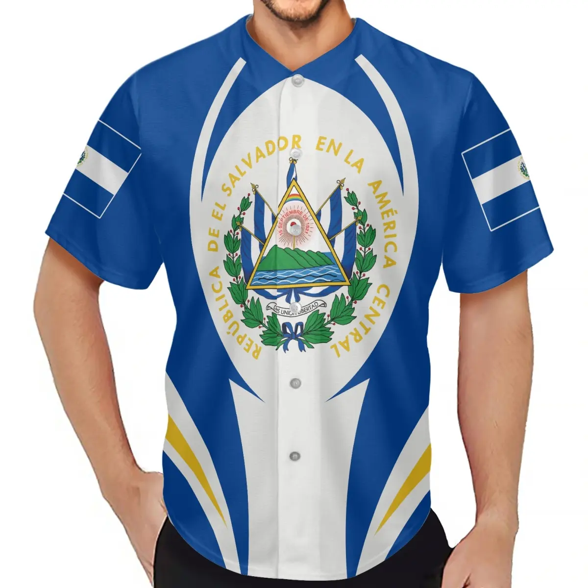 Individuelles Name El Salvador Flaggen-Design Baseballtrikot Herrenmode Kurzarm-Jerseys Herren Streetwear Sport-T-Shirts Großhandel