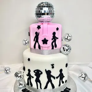 Reflective Pink Disco Ball Cake Topper For 70s 80s Themed Parties Celebrations Birthdays Bacheloretter Party Cake Topper