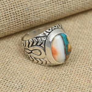 Turquoise bague en pierres précieuses bijoux pour femmes argent Boho Style bijoux 925 en argent Sterling tendance bague à la main cadeau pour elle - Product Image 2