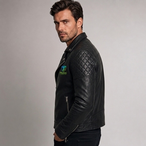 Veste en cuir pour homme de qualité supérieure, coupe-vent, chauffante, col rabattable, coutures durables, personnalisation de la marque, qualité d'exportation - Product Image 3