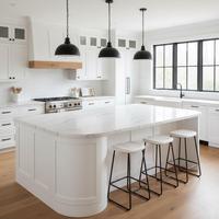 Ensemble d'armoires de cuisine KEJIA de style shaker classique moderne avec grand îlot central pour projets de rénovation résidentielle complète