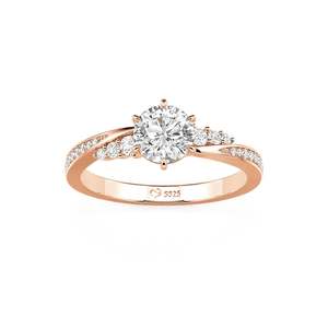 แหวนสัญญาดีไซน์เจลูเลีย ทวิสต์ รูปทรงกลม สีโรสโกลด์ - Product Image 3