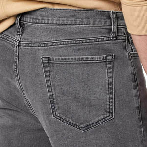 Jean en denim 100 % coton pour homme, coupe slim décontractée, taille mi-haute, délavage moyen, coupe droite, style hiver, séchage rapide, personnalisable - Product Image 5