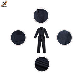 ชุดเทควันโดแบบยูนิเซ็กส์สำหรับฤดูร้อนสีดำพิมพ์ลายคอวีแขนยาวผ้าโพลีผ้าฝ้ายทำจากปากีสถาน - Product Image 3