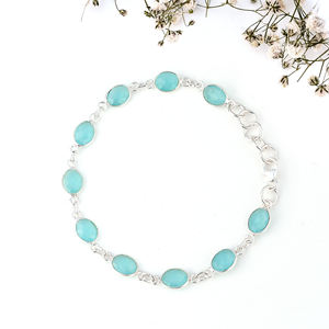 Pulsera de piedras preciosas de amazonita de Plata de Ley 925 con incrustaciones de ajuste de bisel Pulsera de moda Pulsera única para regalo de boda. - Product Image 1