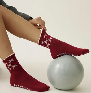 Heart Grip Crew Socks Anti <b>Slip</b> Cotton Stretch Breathable Cozy Yoga Pilates Fitness Trendy Indoor Workout Socks - Product Image 1