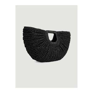 กระเป๋าฟางถักมือสีดำ 22x47 ซม. CNT1052 - 1016-สีดำ - Product Image 4