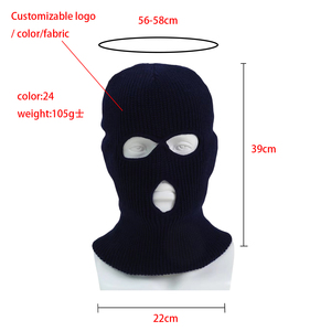 Masque de ski avec logo personnalisé Bonnet en tricot pour hommes Cagoule de couleur unie 3 trous Cagoule de ski - Product Image 3