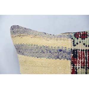 Oreiller Kantha en laine multicolore patchwork 16x16 pouces Coussin décoratif tissé avec motif vintage - Product Image 2