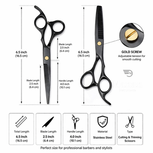 ชุดกรรไกรตัดผม 6.5 นิ้ว กรรไกรตัดและซอยผม สแตนเลสสตีล ชุดอุปกรณ์สำหรับร้านเสริมสวยมืออาชีพ รับทำโลโก้ตามสั่ง - Product Image 3