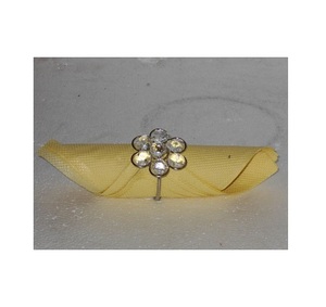 Anneau de serviette plaqué or, accessoires en or porte-serviette fleur métal acier inoxydable mariage élégant - Product Image 5